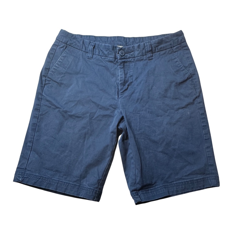 Magellan Outdoors Shorts Womens 8 Navy Blue Chino Stretch Flat Front Hiking